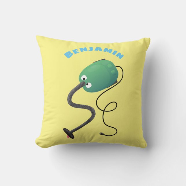 Coussin Humour de dessin animé de l'aspirateur mignon (Recto)