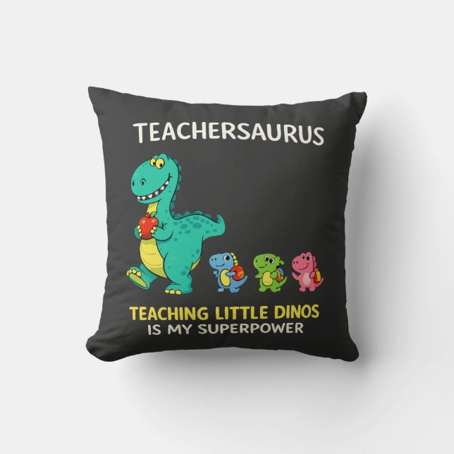 Coussin Humour de professeur Teachersaurus avec de petits  (Recto)