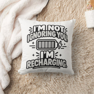 Coussin Humour d'introverti Je ne vous ignore pas Recharge