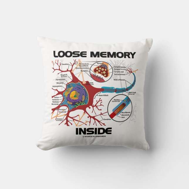 Coussin Humour Geek de la synapse de neurone de la mémoire (Recto)