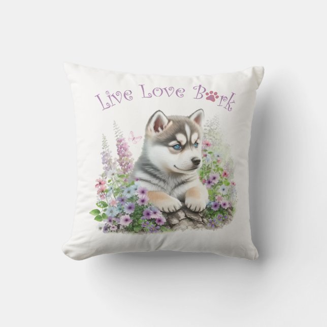 Coussin Husky Chig Maman Floral (Recto)