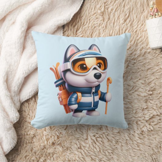 Coussin Husky le Skieur Aventureux (Couverture)