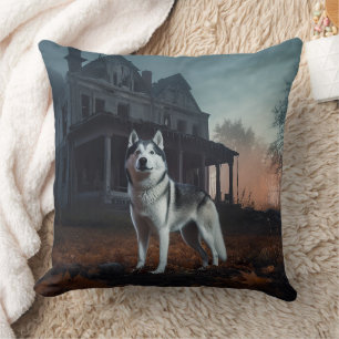 Coussin Husky sibérien Halloween Épouvantable