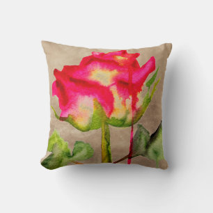 Coussin Hybrid Tea Rose grund pop art aquarelle fleur