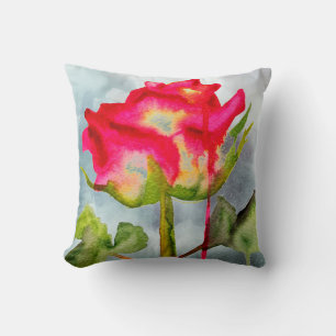 Coussin Hybrid Tea Rose grund pop art aquarelle fleur