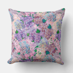 Coussin Hydrangea et Lilac bleu violet