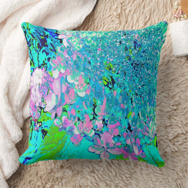 Coussin Hydrangea Limelight Élégant Rose et Bleu (Couverture)