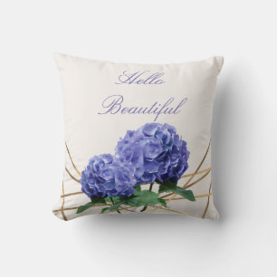 Coussin Hydrangea & Or Élégant Floral Personnalisé