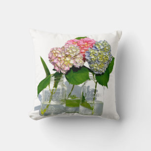 Coussin Hydrangeas et jarre de Mason