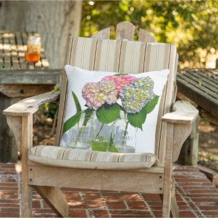 Coussin Hydrangeas et jarre de Mason