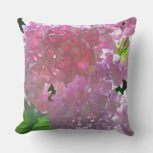 Coussin Hydrangeas Roses Élégants, fleurs roses fleurs ros