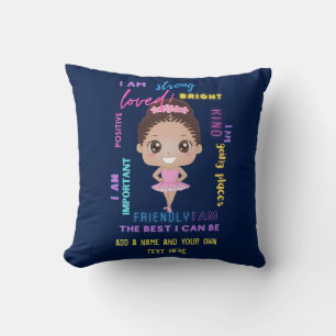 Coussin I AM - Affirmations positives de filles Ballerina