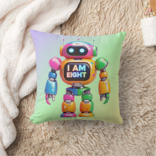 Coussin I Am Eight Robot for Kids 8th Birthday Robot Boy