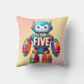 Coussin I Am Five Robot for Kids 5Anniversaire Technologie (Verso)