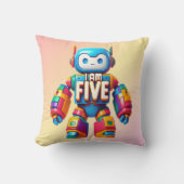 Coussin I Am Five Robot for Kids 5Anniversaire Technologie (Recto)