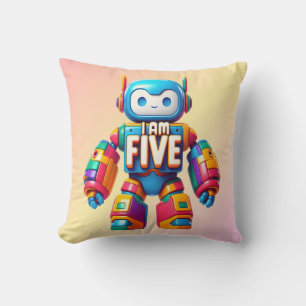 Coussin I Am Five Robot for Kids 5Anniversaire Technologie