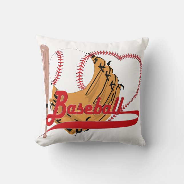 Coussin I Love Baseball - Ball, Bat, Gant De Baseball (Recto)