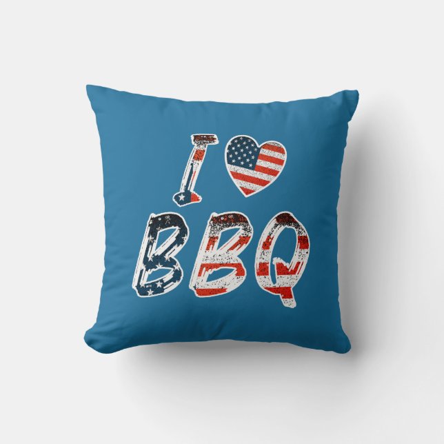 Coussin I Love BBQ, American Patriotic (Recto)