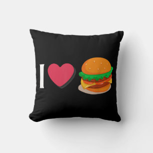 Coussin I Love Burger Cheeseburger Manger malsain