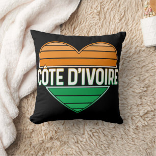 Coussin I Love Côte d'Ivoire, Côte d'Ivoire Coeur