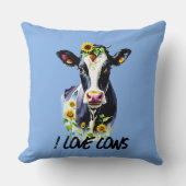 Coussin I Love Cows Sunflowers Farm Country (Recto)