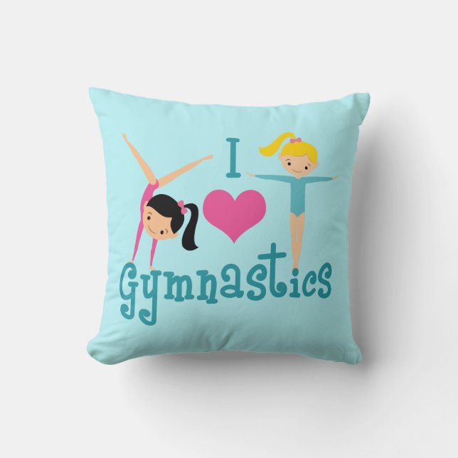 Coussin I Love Gymnastique mignonne Gymnaste Filles Chambr (Recto)