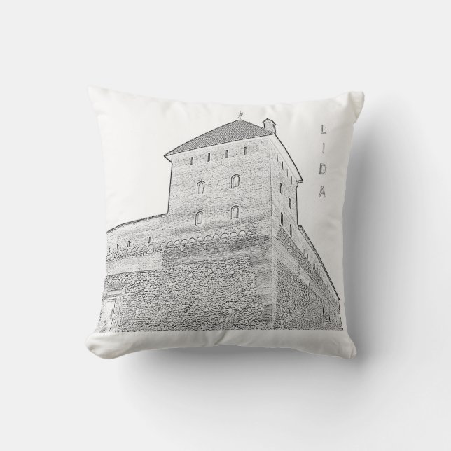 Coussin I Love Lida Belarus Architecture Castle Sketch (Recto)