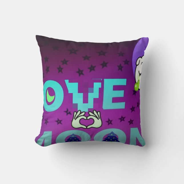 Coussin "I Love Moon" - Un design d'art céleste fantasque (Recto)