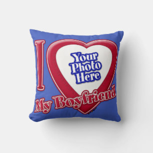Coussin I Love My Boyfriend Photo Red Heart D R Blue