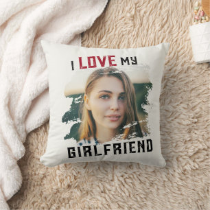 Coussin I Love My Girlfriend Grunge Photo personnalisée