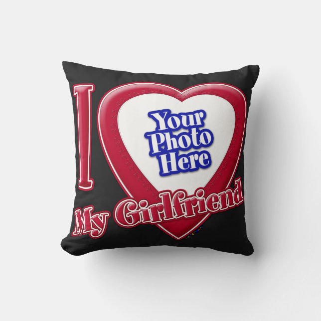 Coussin I Love My Girlfriend Photo Red Heart Black (Recto)