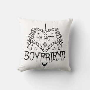 Coussin I Love My Hot Boyfriend Halloween Skeleton Drôle