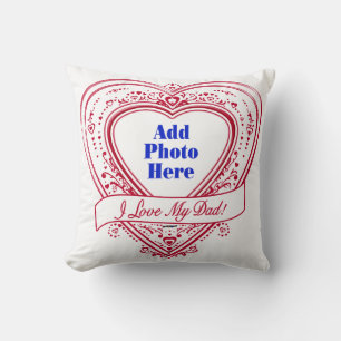 Coussin I Love My Papa ! Photo Red Hearts