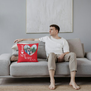 Coussin I Love My Wife Custom Photo Heart