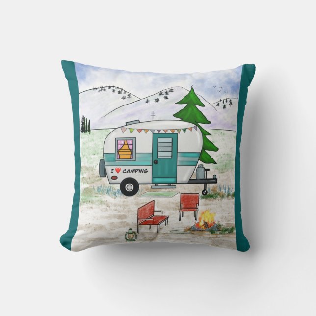 Coussin I Love To Camp Throw Pillow (Recto)