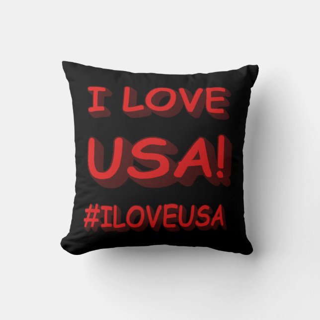 Coussin "I LOVE USA" Sympa Expression Design. Commandez dè (Recto)