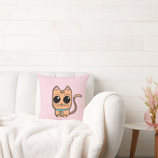 Coussin I Love You, Cute Caramel Cat Illustration Art Prin