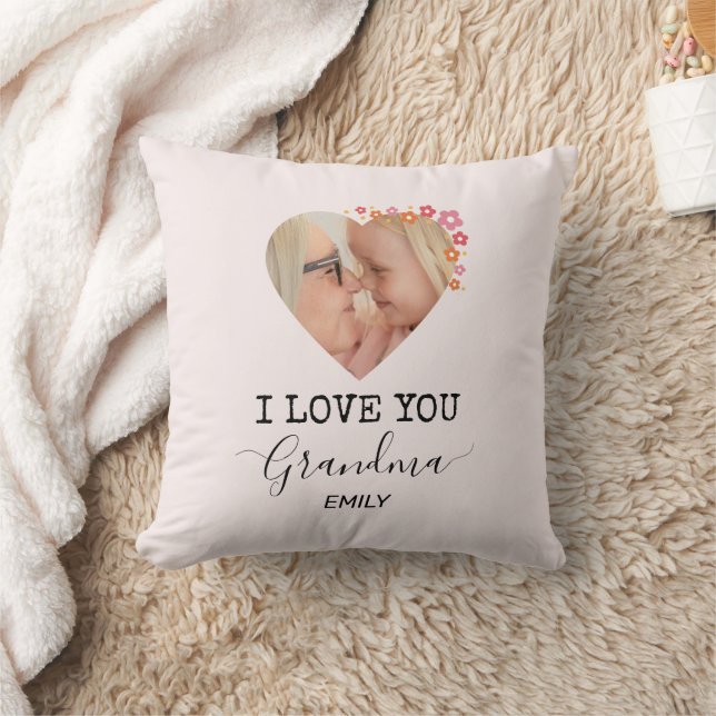 Coussin I Love You Grandma | Personalized Photo Pillow (Couverture)