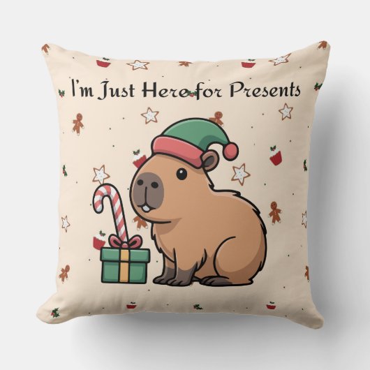 Coussin I’m Just Here for the Presents | Cute Capybara Chr (Recto)