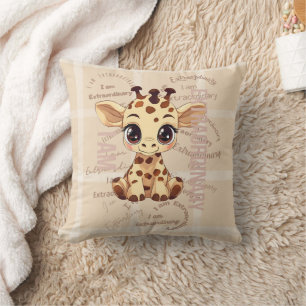 Coussin IA générée   Affirmations Cutes   Giraffe
