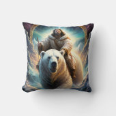 Coussin (IA générée) Jésus sur un ours polaire (Recto)