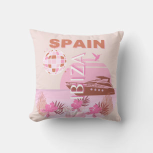 Coussin Ibiza, Espagne, Art Voyage, Art Preppy, Pastel