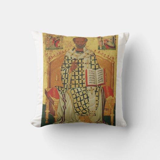 Coussin Icône orthodoxe byzantine de saint Nicolas de Myre (Recto)