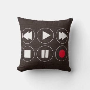 Coussin Icônes de technologie marron Rewind Jouer Fast Fow