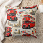 Coussin Iconic red double-decker bus and city landmarks he (Couverture)