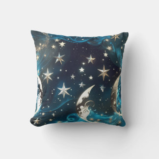Coussin Icy Blue Celestial Moon Phases Pillow
