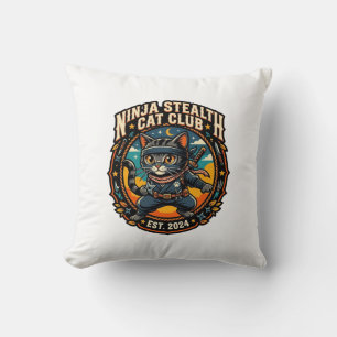 Coussin Idée cadeau pour maman de chat Ninja Stealth Cat -