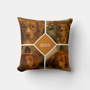 Coussin Idée de cadeau personnalisé avec 4 photos et texte