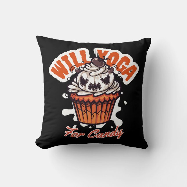 Coussin Idée de Cupcake Halloween pour le Yoga des Mamans (Recto)