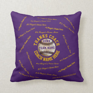 Coussin Idées de cadeau d'entraîneur de base-ball des noms